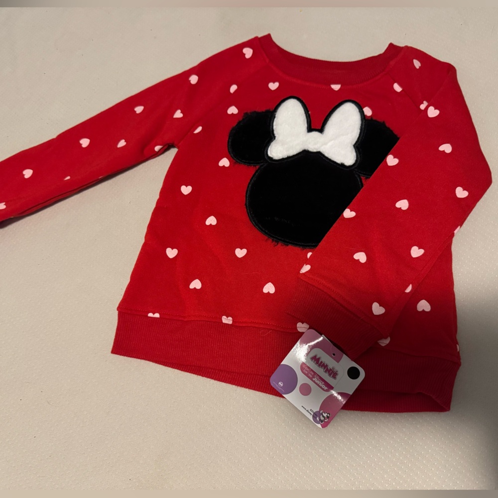 Disney Minnie Mouse Red Sweater with Pink Hearts